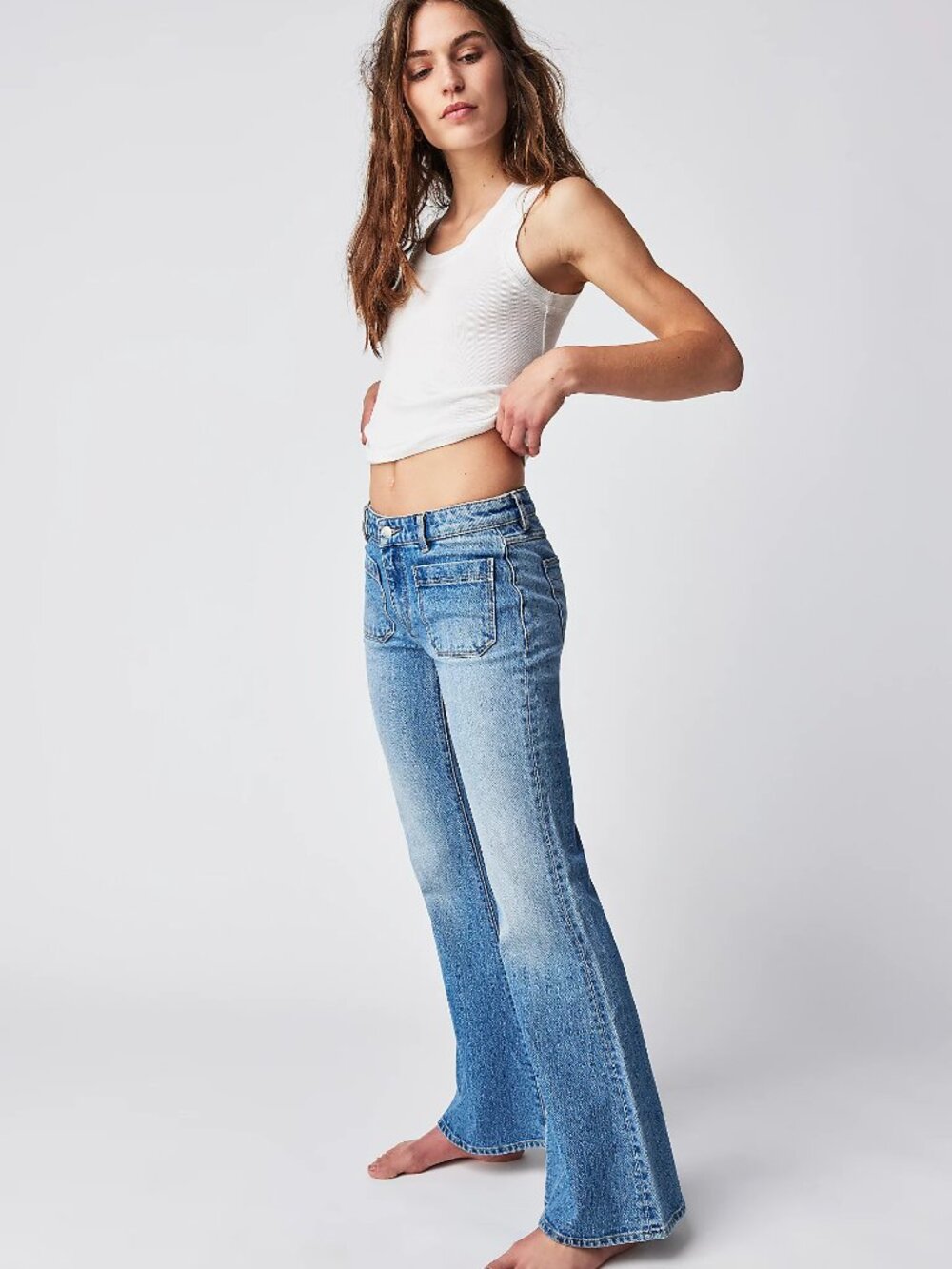 ROLLA'S East Coast Flare Mid Rise Patch Pocket High Rise Flared Jeans, Size 30